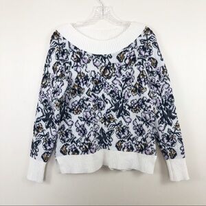 LOFT Floral Pullover Wool Blend Sweater XS